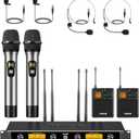 TONOR UHF Wireless Microphones System with Metal Cordless Handheld/ Headset/ Lavalier Lapel Mics, Bodypack Transmitter, Receiver, 4*10 Channels 295ft Range for Singing Karaoke Church Party DJ PA Speaker