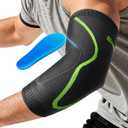 Elbow Brace Support with Gel Pads Breathable Elbow Compression Sleeve for Men & Women 4D Knit Elbow Sleeve for Golfer's, Tennis Elbow, Tendonitis, Reduce Joint Pain During Any Activity(Black, Large) (Black, L)