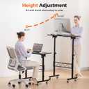 COMHOMA Small Standing Desk Adjustable Height & Tiltable Tabletop, Mobile Stand Up Desk for Laptop, Portable Computer Table for Home Office Work and Walking Pad Treadmill, Height 30.7"-46.4", Black