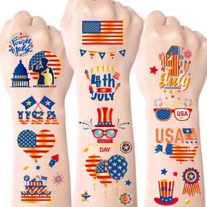 7 x JCFIRE 4th of July Decorations, Temporary Tattoos for Kids Adults, Patriotic Decorations, Fourth of July Accessories, Red White And Blue Party Supplies for Independence Day
