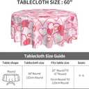 3 x Valentines Day Tablecloth Round 60 Inch,Pink Heart Table Cloth Water Resistant Washable Polyester Valentine's Day Table Cover for Kitchen Dining Table Party Decorations