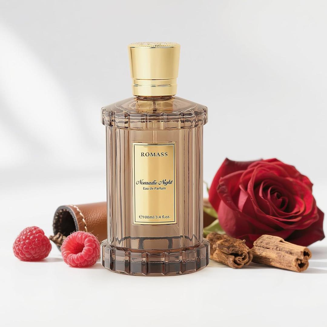 ROMASS Nomadic Night Eau de Parfum Spray - 3.4oz/100ml, Unisex Fragrance with Smoked Oud, Desert Sage, Rose & Raspberry Notes, Warm Woody Scent (brown)