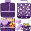 Fimibuke Bento Box for Kids Adult, BPA Free & Leakproof Toddler Lunch Box with 8.5oz Insulated Thermos Food Jar, Utensils & Sauce Jar, Dishwasher Safe 3 or 4 Compartment Container for School Girl Boy