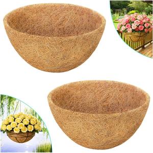 2 Pack 18 Inch Round Coconut Liners for Planters- Natural Hanging Basket Coco Coir Liners Replacement, Coconut Fiber Liner for Outdoor Garden Plants, Flower Pot, Vegetables, Fence, Decks