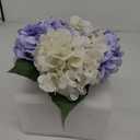 Hollyone Hydrangea Artificial Flowers with Vase White & Blue Silk Fake Flowers Arrangements in Glass Vase with Faux Water Faux Floral Bulk Bouquet Bathroom Table Centerpiece Shelf Home Decor (Hydrangea, White & Blue)