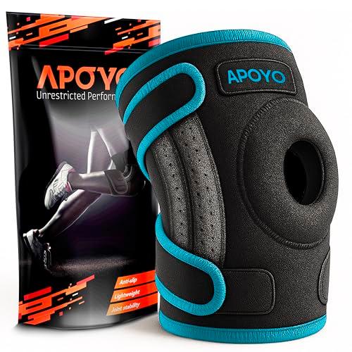 APOYO Knee Brace for Women & Men - Knee Compression Sleeve For Pain Relief, Meniscus Tear, ACL, Arthritis, Joint Pain Relief, with Patella Gel Pad & Side Stabilizers (Medium) Blue