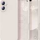 Vooii Magnetic for iPhone 17 Case, Compatible with Magsafe (Premium Liquid Silicone) (Integrated Camera Control Button) Full Body Protective Anti-Scratch Microfiber Lining 6.3", Stone