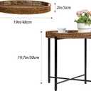 DINGTAI Brown Small Round End Table, 19in Rattan End Tables, Wicker Rattan Side Table, Round Sofa Side Table, Indoor Outdoor Side Tables for Patio, Living Room Bedroom Office