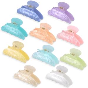 10 PCS Acrylic Hair Claw Clips Cute Non-slip Large Claw Clamps Bulk French Shimmering Stylish Barrettes Big Strong Hold No Slip Hair Clips for Women Girls Thick or Thin Hair Home Out Headpiece