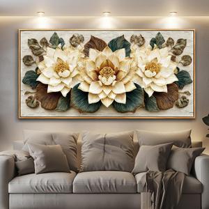 Large Wall Decor for Living Room Canvas Wall Art for Office Modern Wall Decorations for Bedroom Vintage White Floral Landscape Painting Artwork Room Home Decor 24x48 in