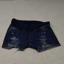 Women's Maternity Ripped Raw Hem Skinny Shorts Jeans Pregnant Denim Shorts Medium Wash Large