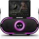 RHM K666PLUS Karaoke Machine with Powerful Sound, Deep Bass & Led Light, 2 Wireless Microphones, 7 Hours Playtime, Support Bluetooth/AUX/USB/PC for Outdoor Party