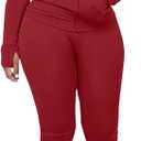 UOUA Two Piece Outfits Women Tracksuit Sets Long Sleeve Zip Up Jacket & Leggings for Gym Workout Set DarkRed XL