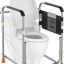 Toilet Safety Rails for Seniors, FSA/HSA Eligible Detachable Toilet Safety Frame with Handles & Night-Time Friendly Tips for Elderly and Disabled, 360LBS Handicap Toilet Rail Fits Most Toilets