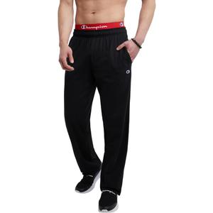 Champion mens Pants, Everyday Cotton, Lightweight Open-hem Lounge Pants for Men (Reg. Or Big & Tall)Track Pants (Large, Black C Patch Logo)