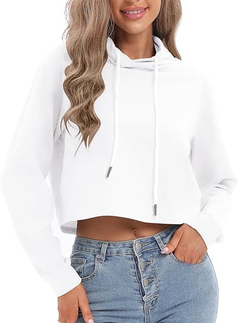 Avanova Women Cropped Long Sleeve Hoodie White M