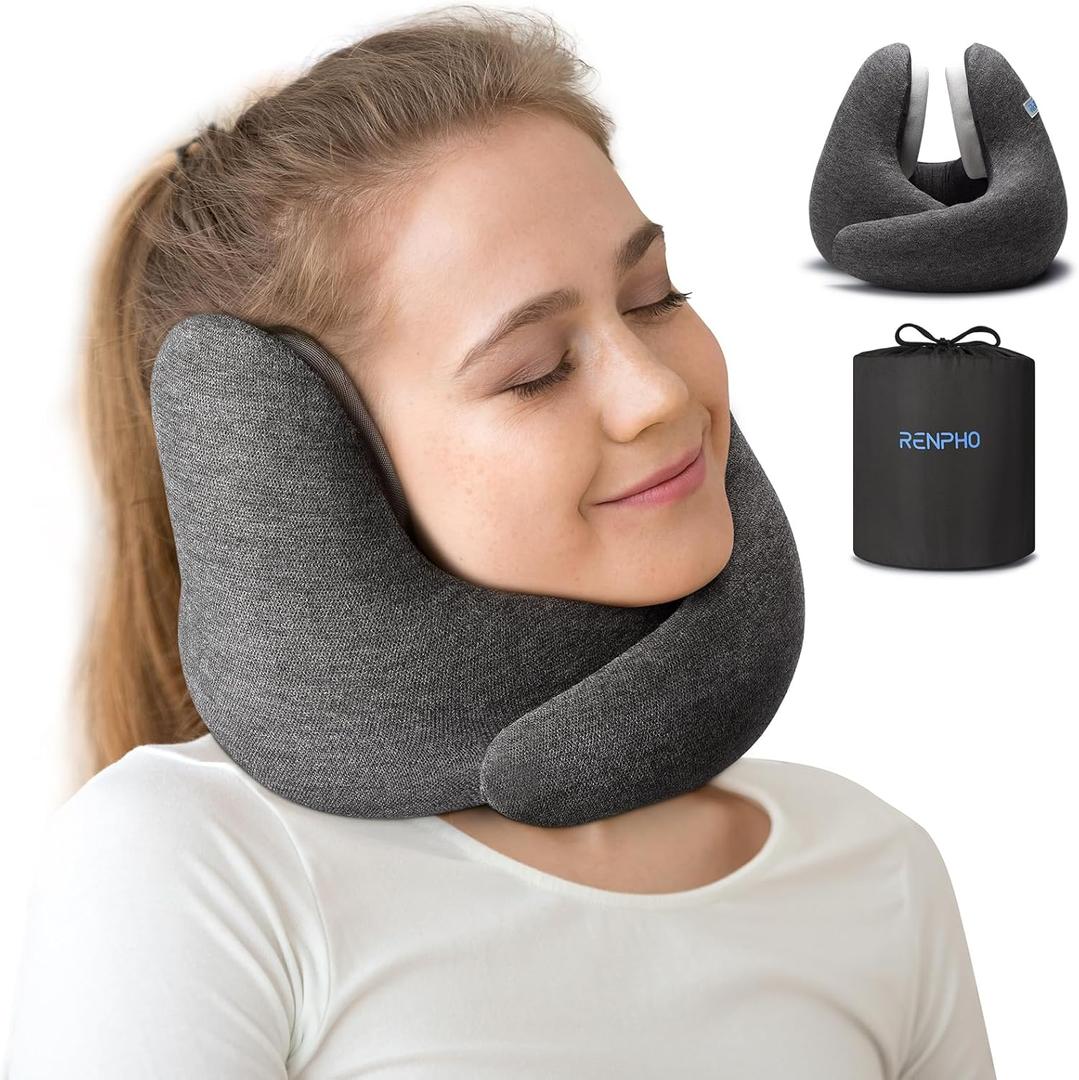 RENPHO Neck Pillow Airplane for 360Neck Support, Travel Pillow with Noise Reducing, Premium Memory Foam Travel Pillows for Airplanes, for him her RENPHO Neck Pillow Airplane for 360Neck Support, Travel Pillow with Noise Reducing, Premium Memory Foam Travel Pillows for Airplanes, for him her