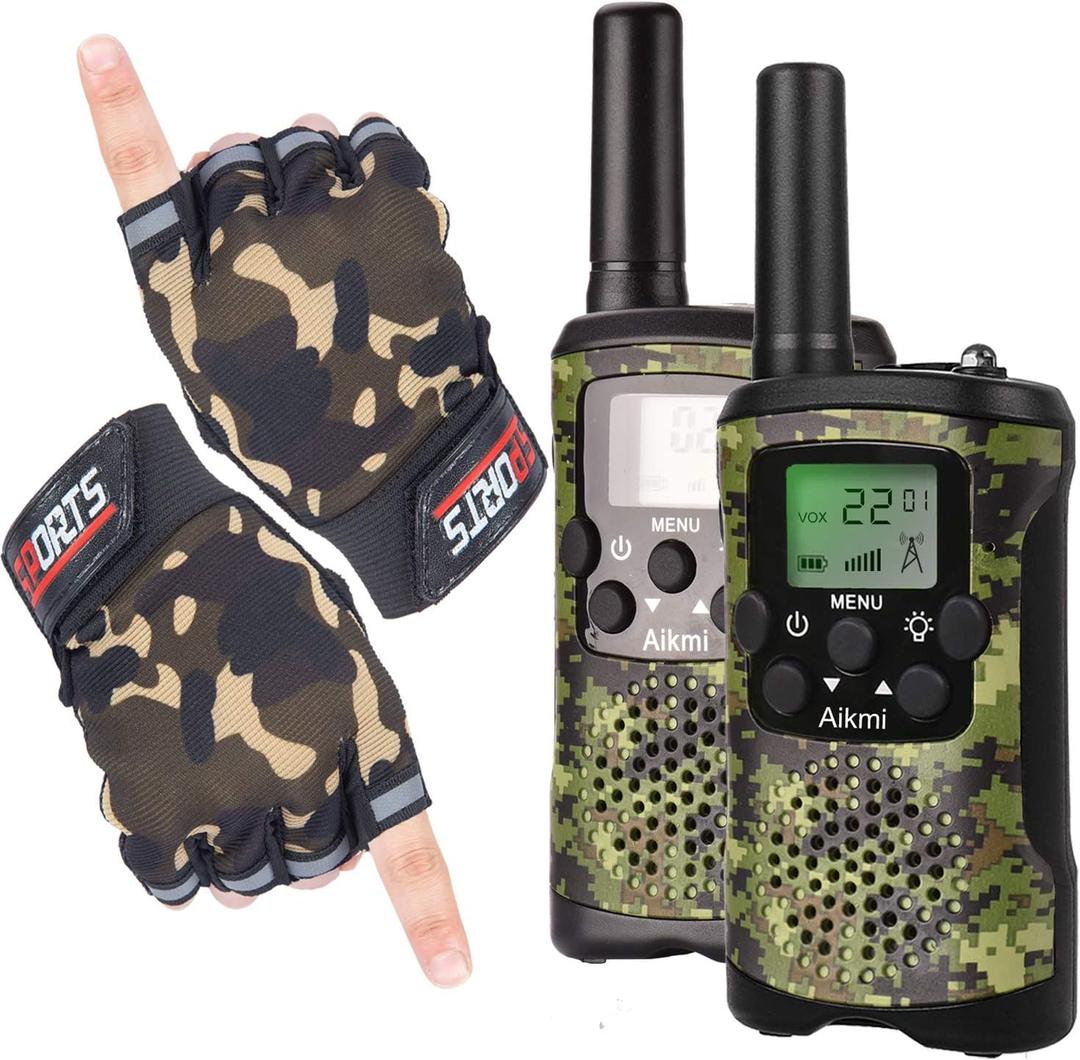 Kids Walkie Talkies Boys Gifts for Kids Aged 5-12 Outdoor Toys 3 Miles Long Range 22 Channel 2 Way Radio fit Adventure Game Hunt Camp Toys 6 7 8 9 Years Old Boys Gifts (Green Camo)