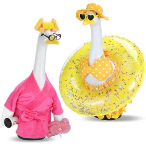 Booson Summer Goose Outfit for 23 in Porch Goose Statue, Yard Lawn Decor