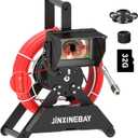 JINXINEBAY Sewer Pipe Inspection Camera, IPS Monitor 16GB TF Card DVR, IP68 1200TVL HD Camera 65/100FT Fiberglass Cable, 5600mAh Battery Night Vision, for Home/Contractor/Plumber (4.3 inch/65FT)
