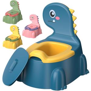 Potty Training Toilet Toddler Potty Chair Kids Boys Girls Dinosaur Animal Comfortable Potties Training Seat for Childrens Ages 1-3 Portable Baby Toilets with Lid Back Easy to Clean Potty Trainer,Blue