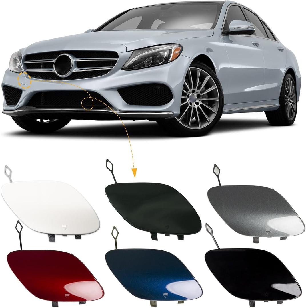 Front Bumper Tow Hook Cover Towing Eye Cap Trailer Cover Fit For Mercedes-Benz W205 C-Class Sedan C300 C400 C43AMG 2015-2018(Only Applicable To Sports Models)A2058850724 (Gray, Right Passenger Side)