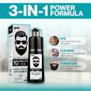 Mens Hair & Beard Dye color Shampoo 100% Grey Hair Coverage Black Color Dye - Natural Color 3 in 1 Hair Beard mustache Color