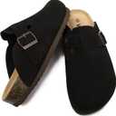 Suede Clogs Potato Shoes Cork Footbed Sandals Comfort Mules with Arch Support Slip On Slippers