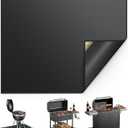 Non-Curl 48x40 inch Under Grill Mats for Outdoor Grill, Indoor Fire Pit Hearth Rugs for Fireplace, Double-Sided Fireproof, Oilproof & Waterproof BBQ Grill Mat, Easy to Clean, for Deck/Patio/Lawn