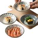 10 oz Ceramic Dessert Bowls Set of 4 Japanese 6 Inch Serving Dishes Shallow Bowls for Side Dishes,Appetizer,Sushi,Salad,Snacks,Fruit,Icecream,Microwave Dishwasher Safe(Navy Blue)