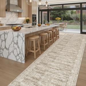 Soalmost Washable 3x18 Hallway Runner Rug Non-Slip Kitchen Entry Rugs Brown