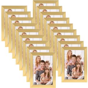 WIFTREY 3.5x5 Gold Picture Frame Bulk, Multi Photo Frames 3.5 by 5 for Wall Hanging or Tabletop Display, 18 Pack