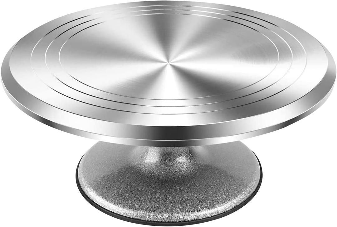 RFAQK 12 Inch Aluminum Alloy Revolving Cake Stand, Cake Turntable for Decorating Rotating Cake Stand for Cupcakes, Pastries and Cake Decorations