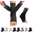 ABIRAM Ankle Brace, Ankle Compression Sleeve, Foot Sleeve (1 Pair) with Strap, Ankle Support for Sprained Foot & Arch, Plantar Fasciitis Relief Socks, Achilles Tendonitis, Women & Men,For Sports M