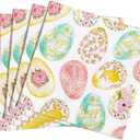 50 Pack Happy Easter Paper Napkins Colored Egg Napkins Spring Floral Beverage Napkins Bunny Egg Cocktail Napkins Home Family Dinner Holiday Easter Party Supplies 6.5 x 6.5 Inches