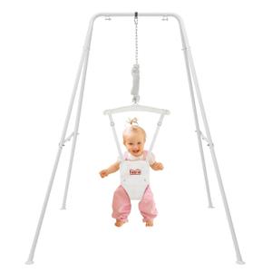 FUNLIO Baby Jumper with Stand for 6-24 Months, Toddler Jumper for Baby Girl/Boy, Infant Jumper for Indoor/Outdoor Play, with Adjustable Chain, Easy to Assemble & Store (with Stand) - White