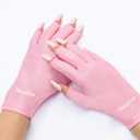 MelodySusie Premium UV Protection Gloves for Manicures, Cool Feeling Fabric,Professional UPF50+, UV Gloves for Gel Nail Lamp, Anti UV Light, Skin Care Fingerless Design, Pink