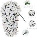 HyeFlora Artificial Flowers for Outdoors, 2pcs Faux Hanging Morning Glory Silk Fake Flowers Lifelike Artificial Plants UV Resistant Flowers for Outside Planter Patio Garden Porch Decor (White)