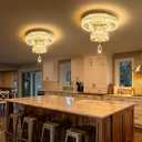 Modern Chandelier Bedroom Light Indoor LED Dimmable Lights Ceiling Chandeliers for Dining Room Kitchen Entryway Gold 20W LEDs Fixtures 1600 Lumens, W12"