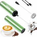 Rechargeable Milk Frother, Electric Coffee Foamer, Handheld Drink Mixer for Latte, Cappuccino, Coffee, Eggs, Hot Chocolate, Protein,Green