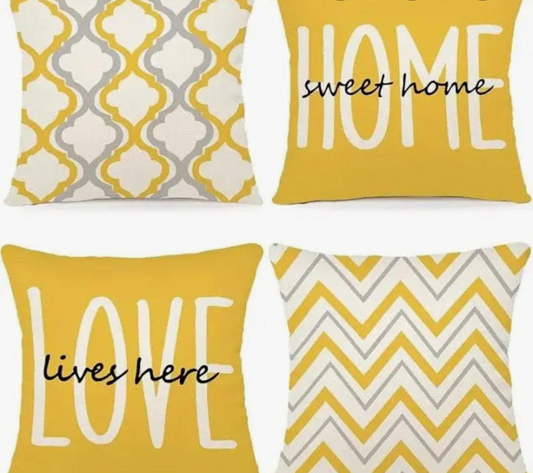 YCOLL Farmhouse Pillow Covers 16x16 Set of 4 Throw Pillow Covers Rustic Linen Decorative Pillows Square Cushion Covers for Couch Sofa Bedroom Home Decor