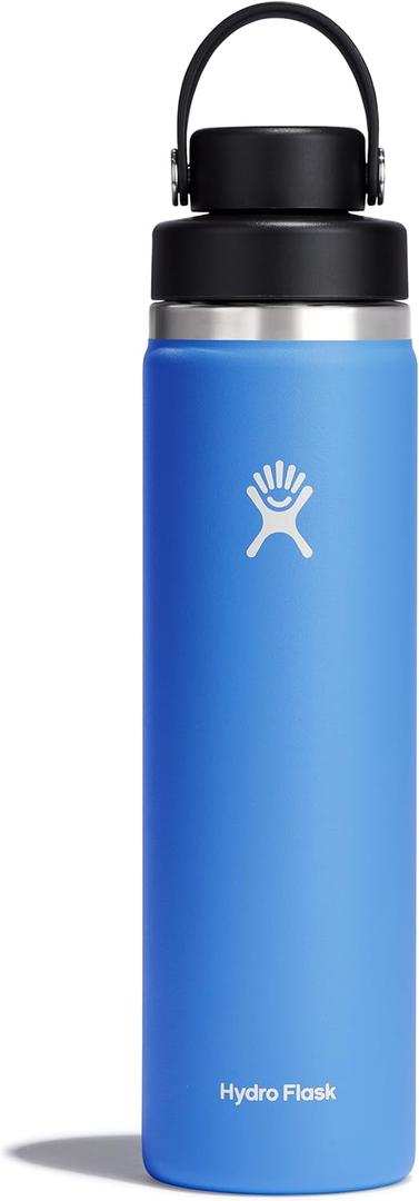Hydro Flask Water Bottle - Insulated Stainless Steel - Wide Mouth Flex Chug Lid, Non Spill, Leakproof in 24 Oz Cascade Blue