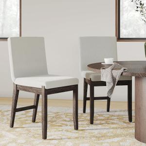 Nathan James Gracie Scandinavian Dining Chair with Cushion, Boucle Dining Chair with Solid Wood Frame, Cream Boucle/Dark Brown, Set of 2