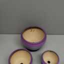 SOUJOY Set of 3 Ceramic Flower Pots, Gardening Plant Pot with Drainage Holes and Saucer, 7/5/4 inch Purple Round Succulent Herbs Cactus Planter for Indoor Outdoor