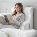 Wedge Pillow for Sleeping - Orthopedic Bed Wedge Pillow for Post-Surgery Recovery, Acid Reflux & Snoring Relief - Memory Foam Back Support Pillow for Sitting Up in Bed, Headboard Cushion - White