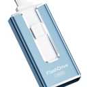 MFi Certified 256GB Flash Drive for iPhone, 3 in 1 Type-C USB Memory Stick Thumb Drive for Photos Videos, High Speed External Memory Storage Photo Stick for iPhone iPad Android PC (Blue)