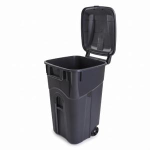 32 Gallon Heavy-Duty Wheeled Trash Can, Black Polypropylene Garbage Bin with Secure Click Lid, 2 Pcs