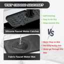 14.5" Black Silicone Faucet Splash Guard  Sink Drip Catcher Mat with Water Filter Slot  Non-Slip Kitchen Sink Splash Protector & Drying Mat