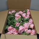 Jexine 100 Pieces Artificial Roses Flowers Bulk, Long Stem Realistic Fake Silk Roses Bouquet for Table Centerpiece Vases Wedding Party Kitchen Decor(Pink)