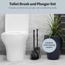 Casabella Bowl Brush & Plunger Combo - Heavy-Duty Toilet Plunger and Cleaning Brush, Ergonomic Handles, Durable Bowl Brush, Tackles Tough Clogs, Discreet Storage, Black